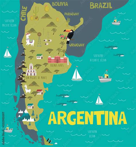 map of argentina with landmarks.